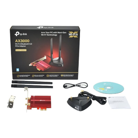 TP-LINK | AX3000 Wi-Fi 6 Bluetooth 5.0 PCIe Adapter | TX3000E | 2.4GHz/5GHz | Antenna type 2xHigh-Gain External Antennas | 574+2402 Mbit/s