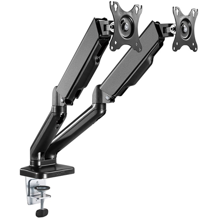 Goobay Desk Mount | Double Monitor Mount with Gas Spring | Swivel, Tilt, Rotation | 17-32 " | Maximum weight (capacity) 9 kg | Black