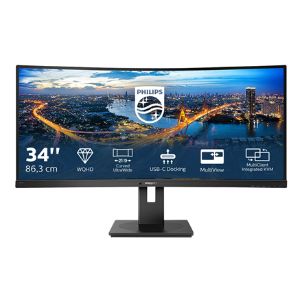 Philips | B Line | 346B1C/00 | 34 " | VA | WQHD | 21:9 | 100 Hz | 5 ms | 3440 x 1440 | 300 cd/m² | HDMI ports quantity 1 | Black | Warranty 36 month(s)