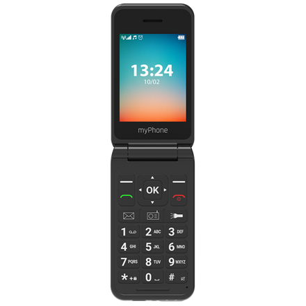 myPhone Flip | LTE | Navy Blue | 2.8 " | TFT | 48 MB | 128 MB | 3G | Bluetooth | 2.1 | USB version Type-C | Built-in camera | Main camera resolution 1.3 MP | 1000 mAh