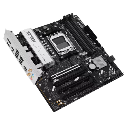 Asus B850M MAX GAMING WIFI | Processor family AMD | Processor socket AM5 | DDR5 | Supported hard disk drive interfaces SATA, M.2 | Number of SATA connectors 4
