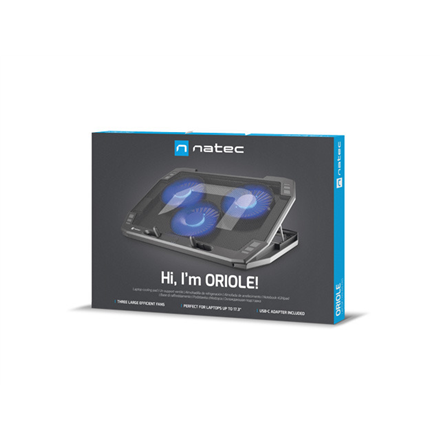 Natec | Laptop Cooling Pad | ORIOLE | Black | 270 x 400 x 25 mm | 740 g