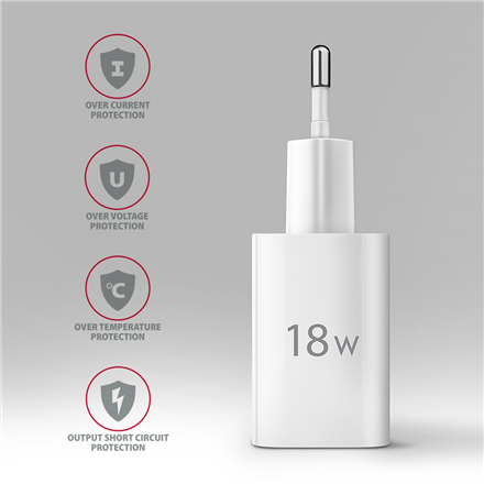 AXAGON Wallcharger 1x port USB-A, QC3.0/AFC/FCP/Apple, 18W | ACU-QC18W