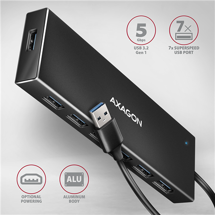 AXAGON SuperSpeed USB-A FLAT Hub | HUE-F7A