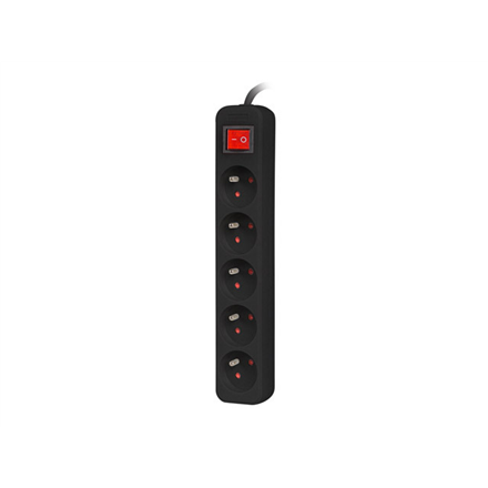 Lanberg Cable Power Strip, 5X French Outlets with Switch, Quality-Grade Copper, 1.5 m | PS1-05E-0150-BK