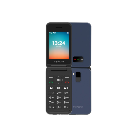 myPhone Flip | LTE | Navy Blue | 2.8 " | TFT | 48 MB | 128 MB | 3G | Bluetooth | 2.1 | USB version Type-C | Built-in camera | Main camera resolution 1.3 MP | 1000 mAh