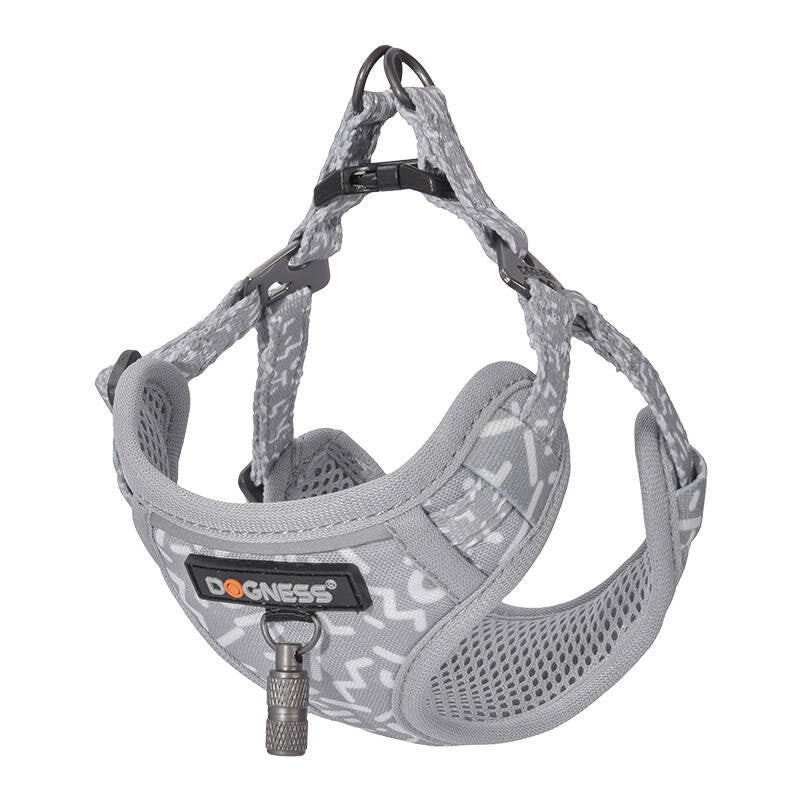 Dogness walking set leash 1,5m+harness for dog (light gray) - Product Image 2