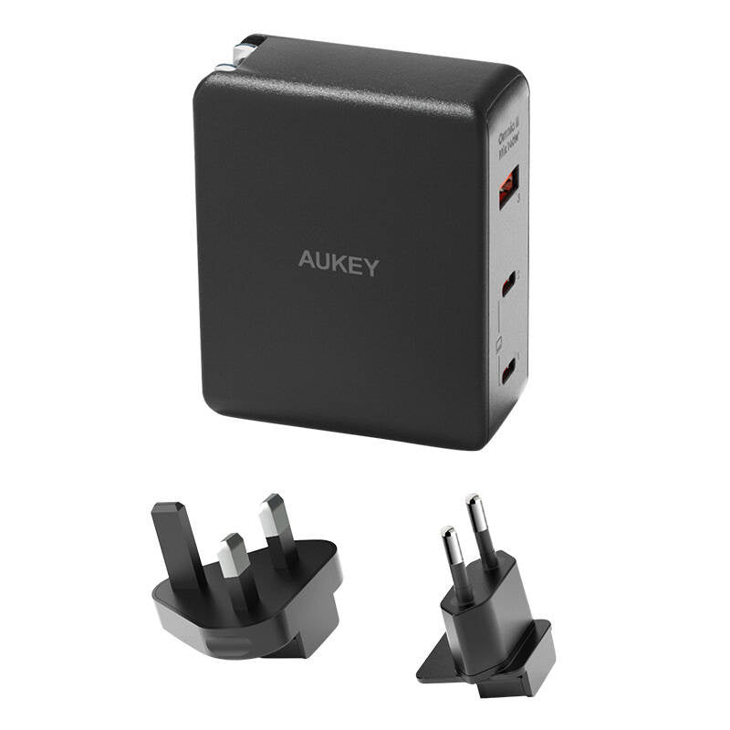 Wall charger Aukey PA-B7O, 1xUSB-A, 2xUSB-C, 140W GaN (black) - Product Image 2