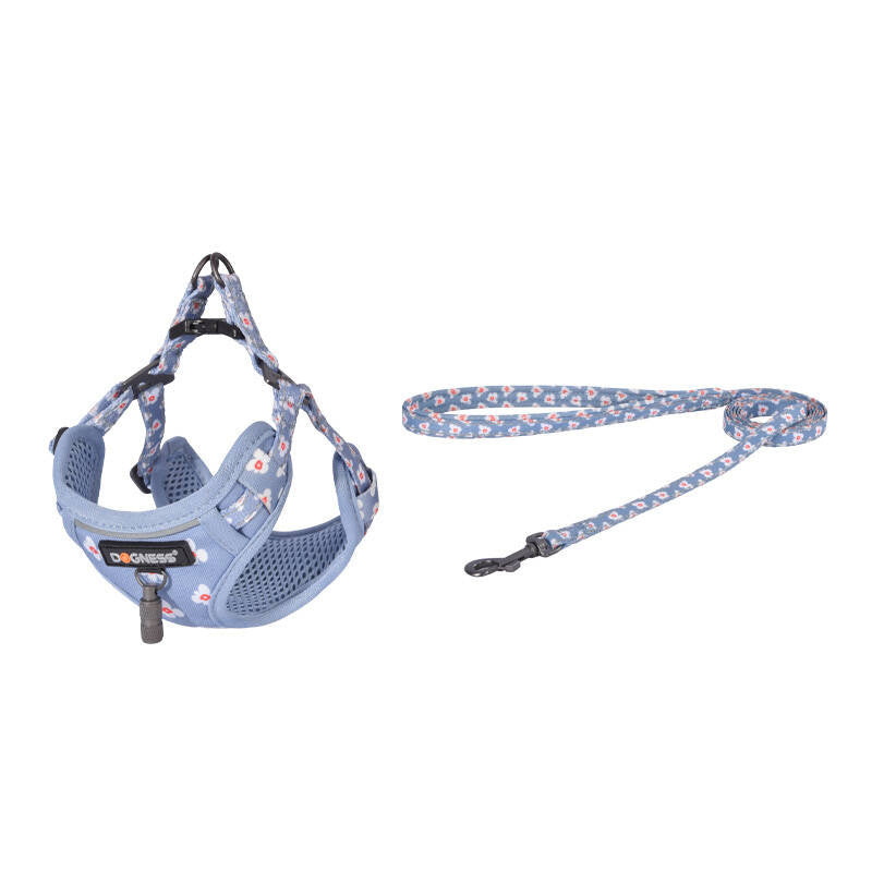Dogness walking set leash 1,5m +harness for dog (light blue) - Product Image 1