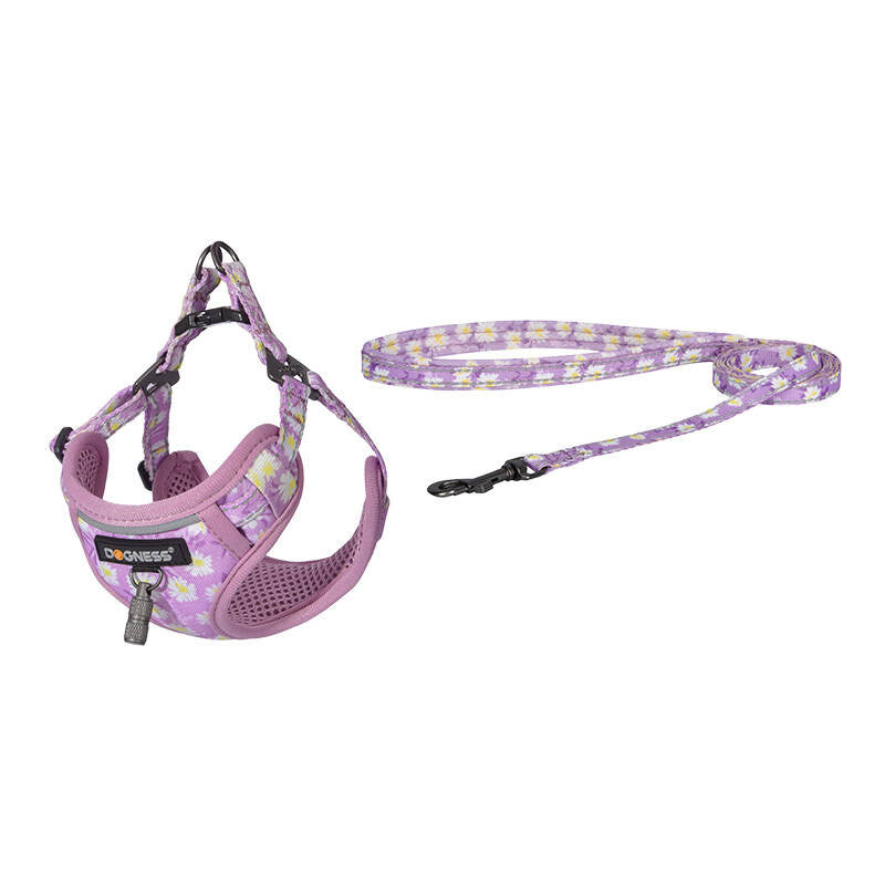 Dogness walking set leash 1,5m+harness for dog (pink) - Product Image 1