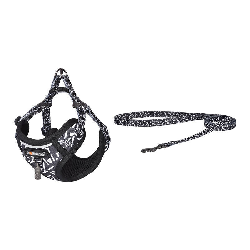 Dogness cat leash 1,5m+harness walking set (black and white) - Product Image 1