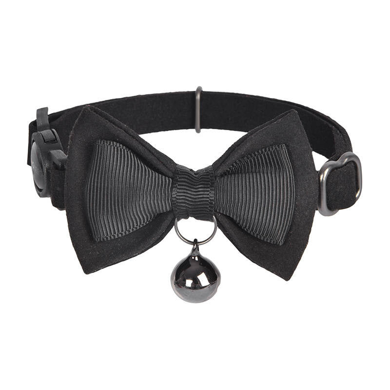 Collar set Dogness for cats 2 pcs (Genuine Leather Red/Fiber Black) - Product Image 3