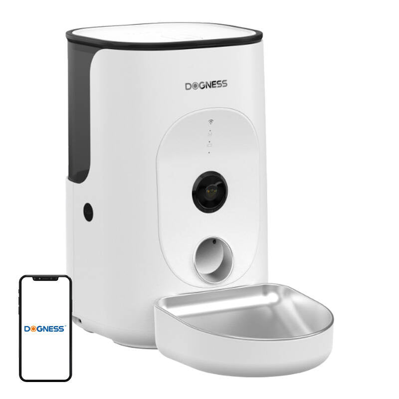 Dogness F15 WiFi 4L smart food dispenser with camera with stainless steel bowl (white) - Product Image 1