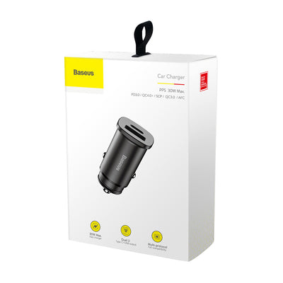 Baseus Square PPS smart car charger with USB Quick Charge 4.0 QC 4.0 and USB-C PD 3.0 SCP ports black (CCALL-AS01)