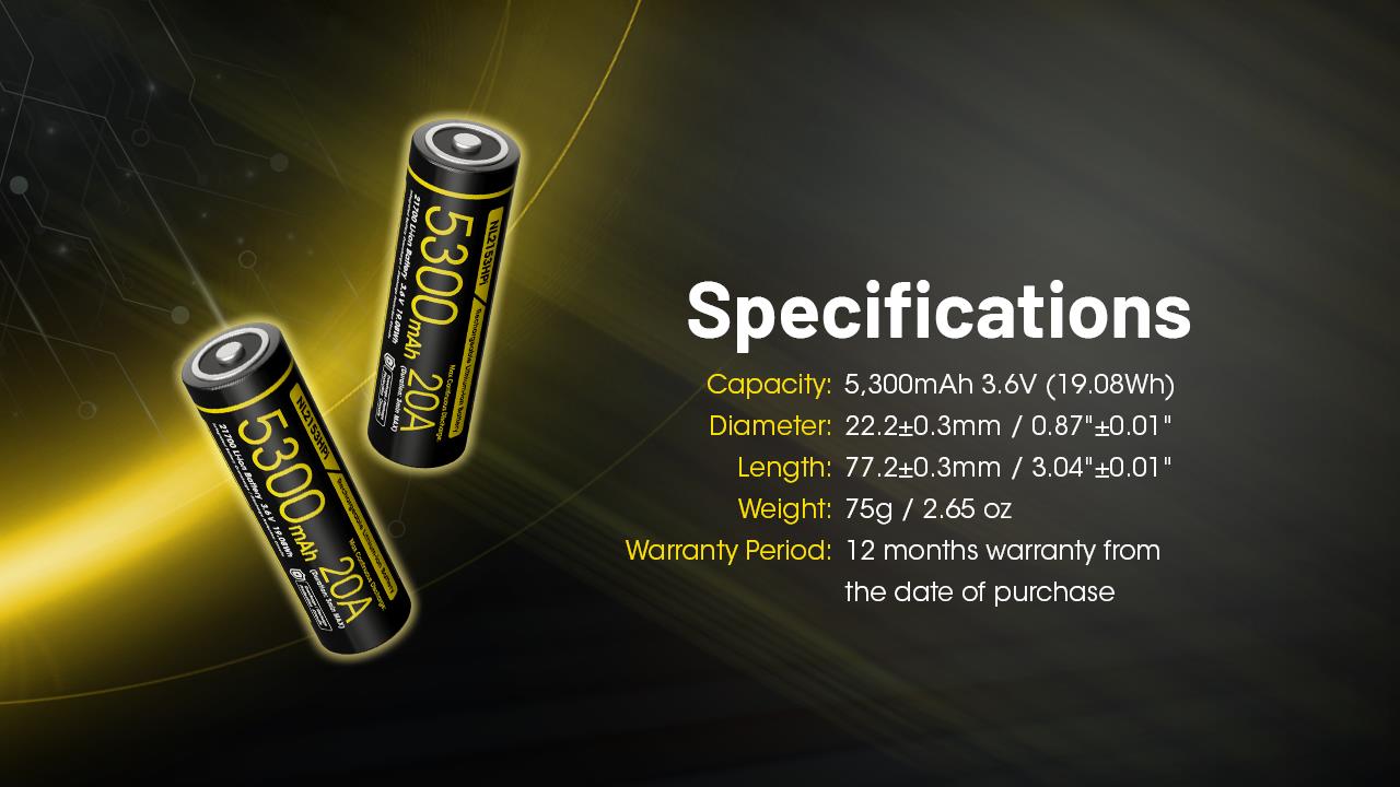 BATTERY RECH. LI-ION 3.6V/NL2153HPI(5300MAH) NITECORE