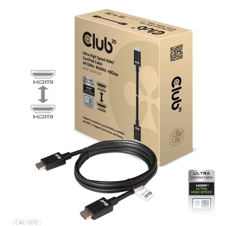 CABLE HDMI TO HDMI 1.5M/M/M CAC-1370 CLUB3D