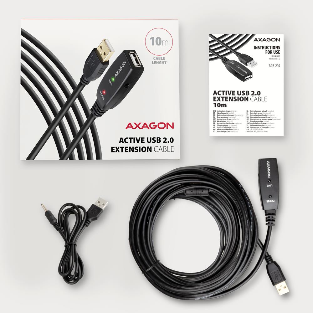 CABLE USB2.0 A-M/A-F ACTIVE/10M ADR-210 AXAGON