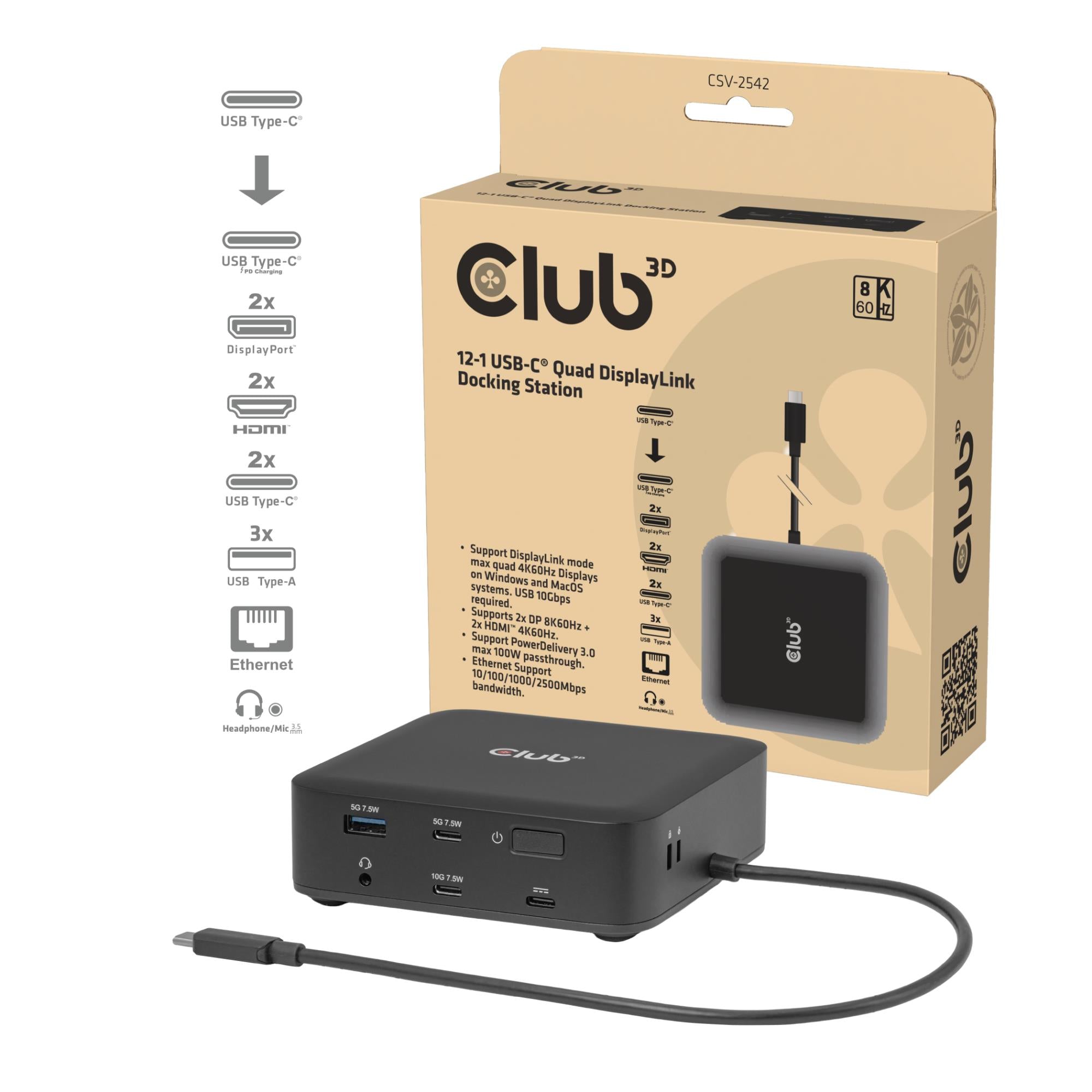 NB ACC DOCKING STATION 12IN1/USB-C 100W CSV-2542 CLUB3D