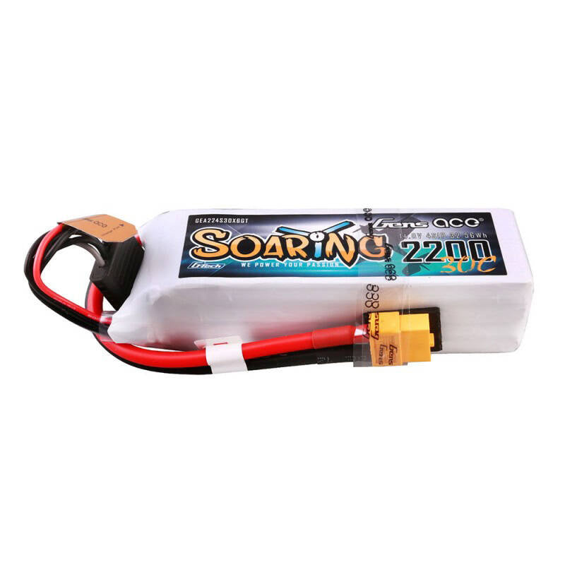 Gens ace G-Tech Soaring 2200mAh 14.8V 30C 4S1P Lipo Battery Pack with XT60 plug - Product Image 1