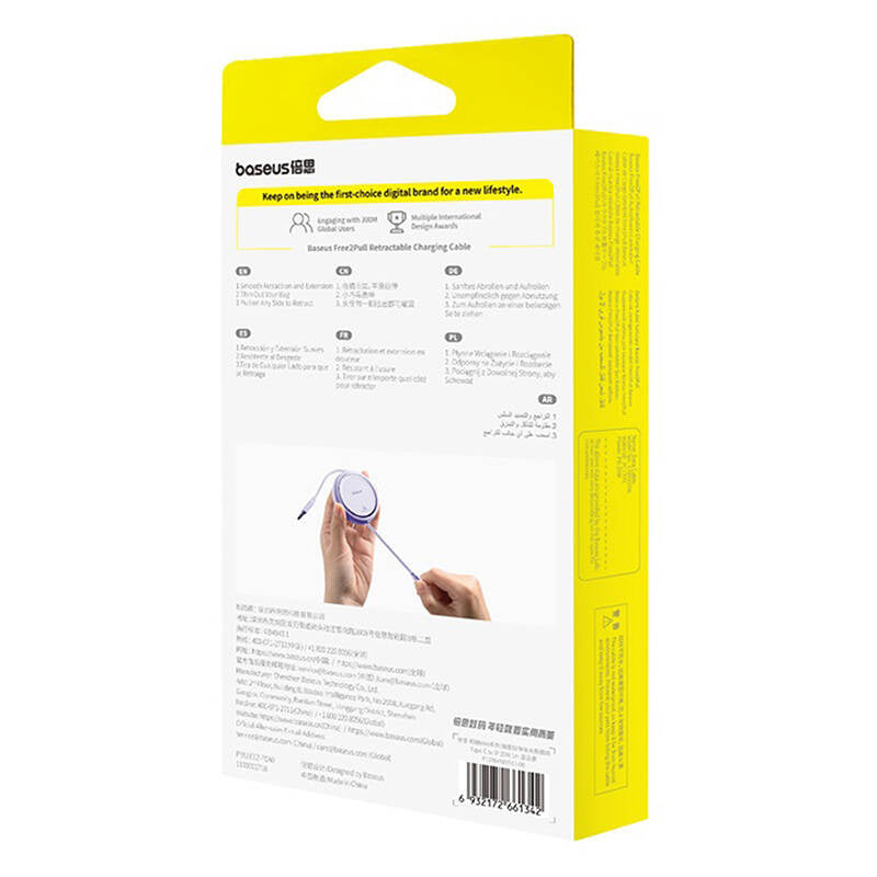 USB Cable Baseus Free2Pull USB-C to iP 20W 1m (purple) - Product Image 7
