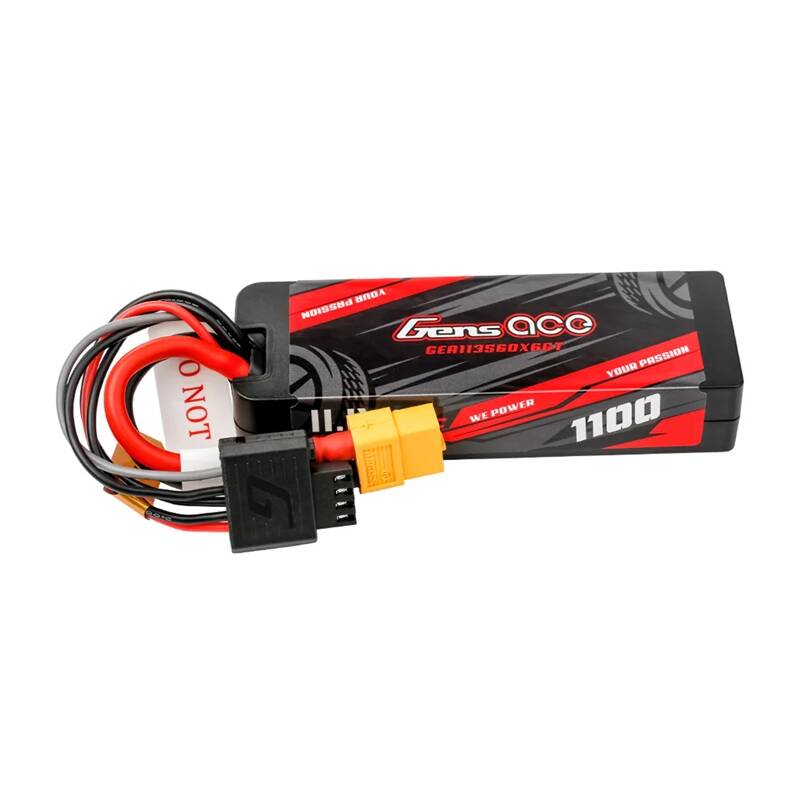 Lipo Gens ace G-Tech 1100mAh 11.1V 3S1P 60C GRP-76 Hardcase Battery with XT60 Plug - Image 1