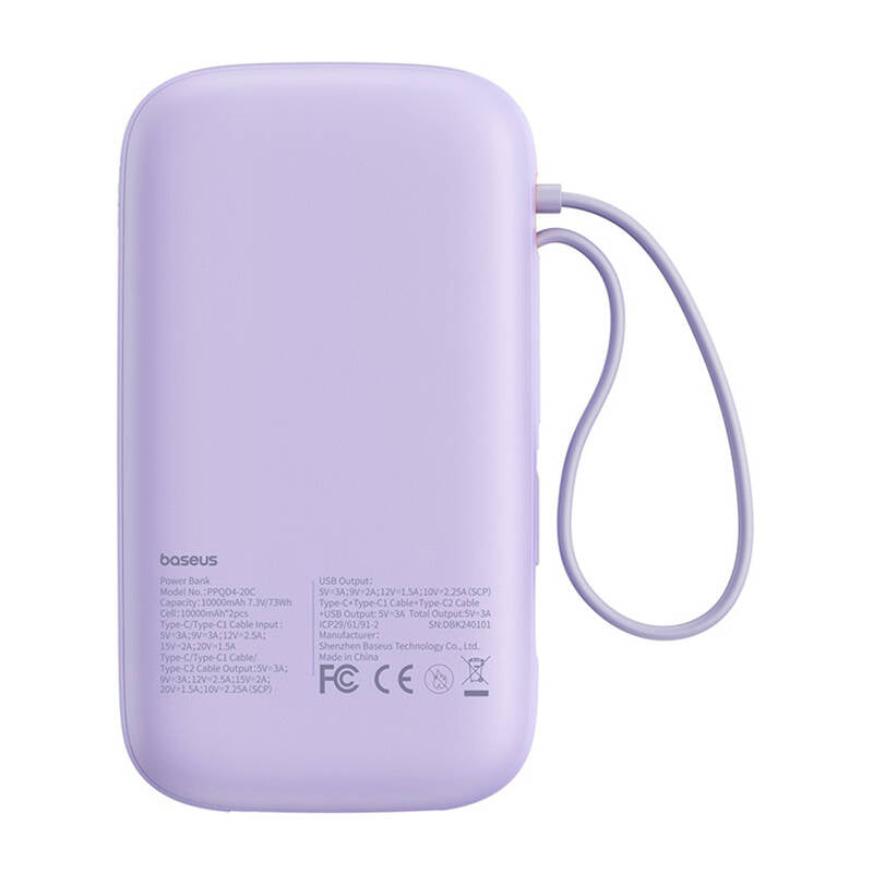 Baseus QPow 2 20000mAh 30W 2xUSB-C powerbank (purple) - Product Image 6