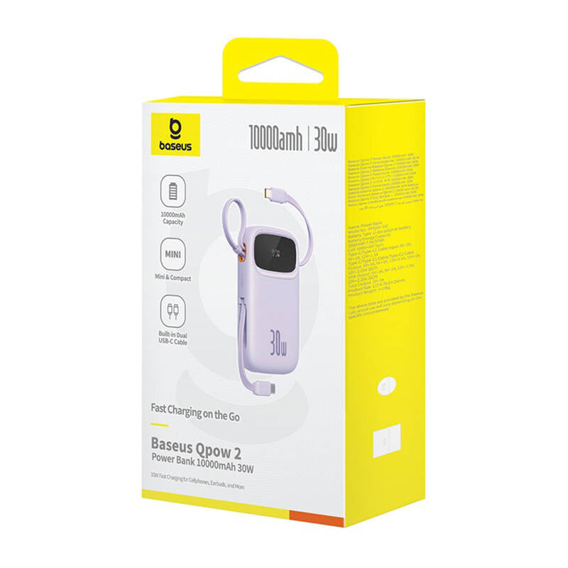 Baseus QPow 2 10000mAh 30W 2xUSB-C powerbank (purple) - Product Image 7