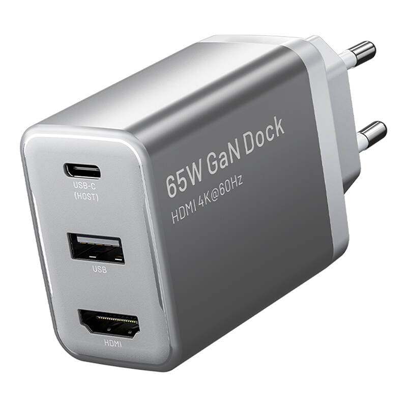 Vention FJAH0-EU USB(C+A)+HDMI GaN Netzladegerät (60W/5W/4K@60Hz) (grau)