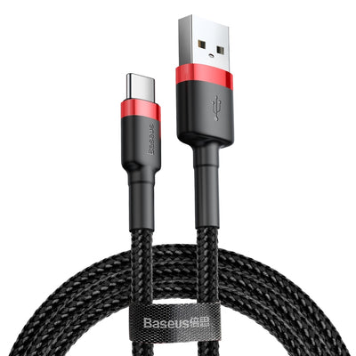Baseus Cafule Cable Durable Nylon Cable USB / USB-C QC3.0 2A 2M Black and Red (CATKLF-C91)