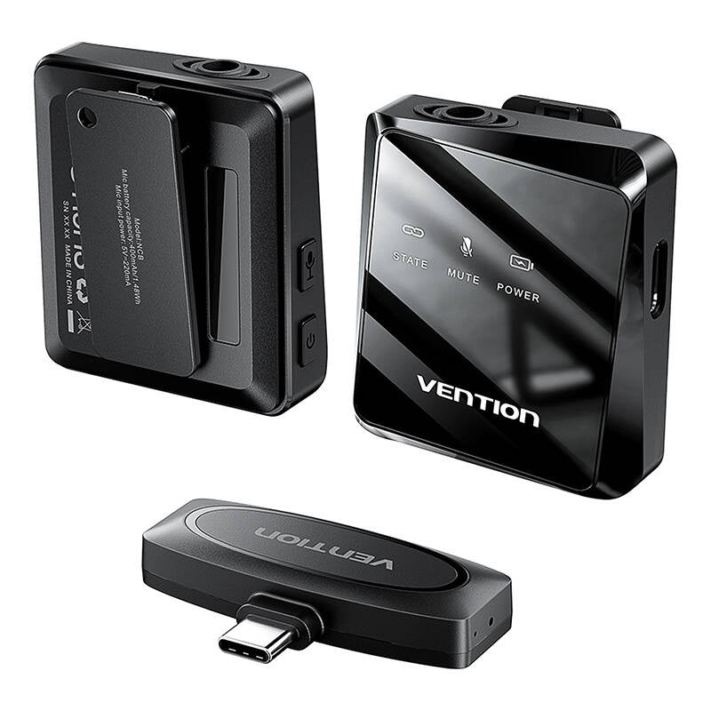 Drahtloses Mikrofon x2 Vention NCBB0 USB-C (schwarz)