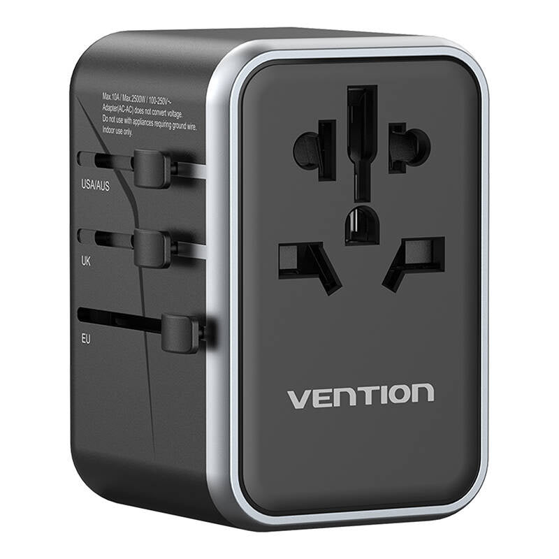 Vention FJFB0 GaN 2xUSB-C 2xUSB-A Universal-Reiseadapter 65W (schwarz)