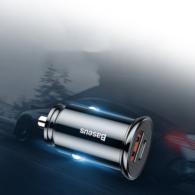 Baseus Circular PPS smart car charger with USB Quick Charge 4.0 QC 4.0 and USB-C PD 3.0 SCP ports black (CCALL-YS01)