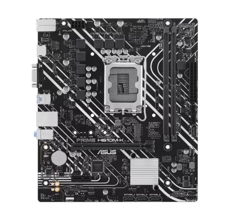 Mainboard ASUS Intel H610 LGA1700 Micro-ATX Memory DDR5 Memory slots 2 1xPCI-Express 3.0 1x 1xPCI-Express 4.0 16x 1xM.2 1x15pin D-sub 1xHDMI 4xUSB 2.0 2xUSB 3.2 1xPS/2 1xRJ45 3xAudio port PRIMEH610M-K