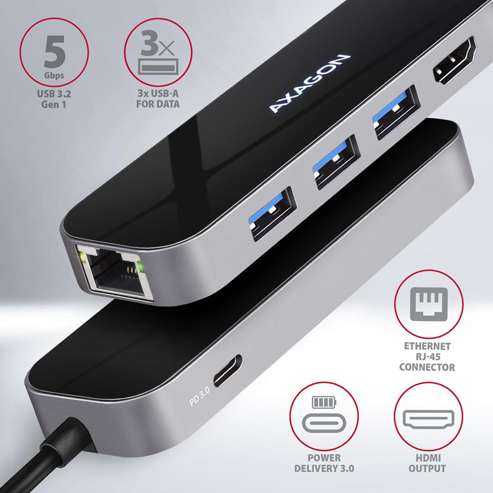 I/O HUB USB-C 6IN1/0.2M HMC-6GL AXAGON