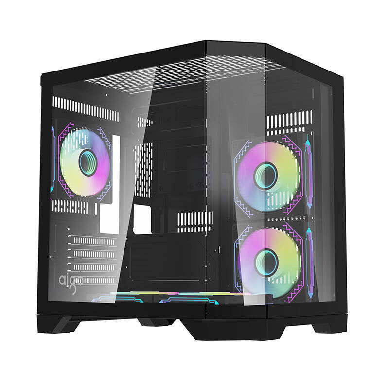 Darflash FT350 Computergehäuse + 5 aRGB-Lüfter (schwarz)