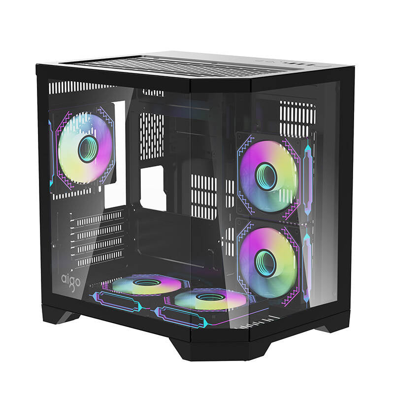 Darflash FT350 Computergehäuse + 5 aRGB-Lüfter (schwarz)