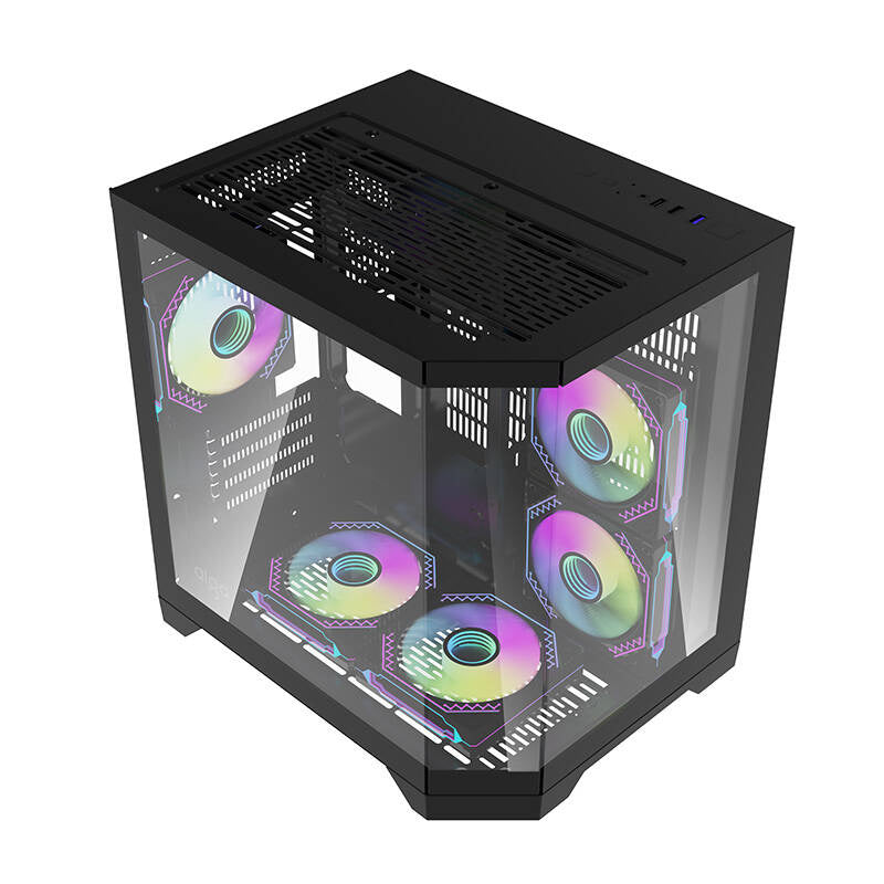 Darflash FT350 Computergehäuse + 5 aRGB-Lüfter (schwarz)