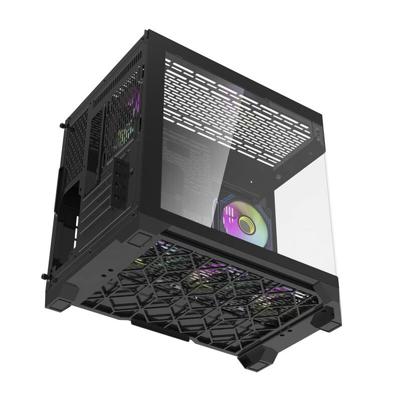 Darflash FT418 Computergehäuse + 6 aRGB-Lüfter (schwarz)