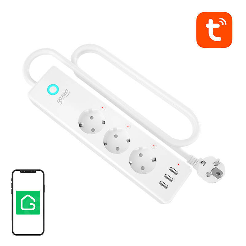 Gosund P1 PLUS smart WiFi power strip (3x AC schuko, 3x USB-A) Tuya - Product Image 1