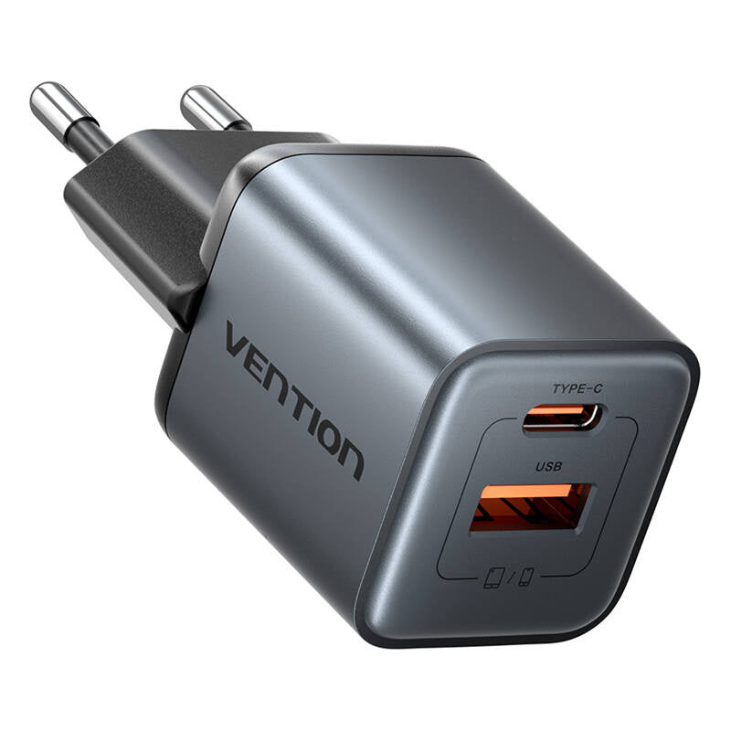 GaN Vention USB-C + USB-A 30W Ladegerät (Grau)