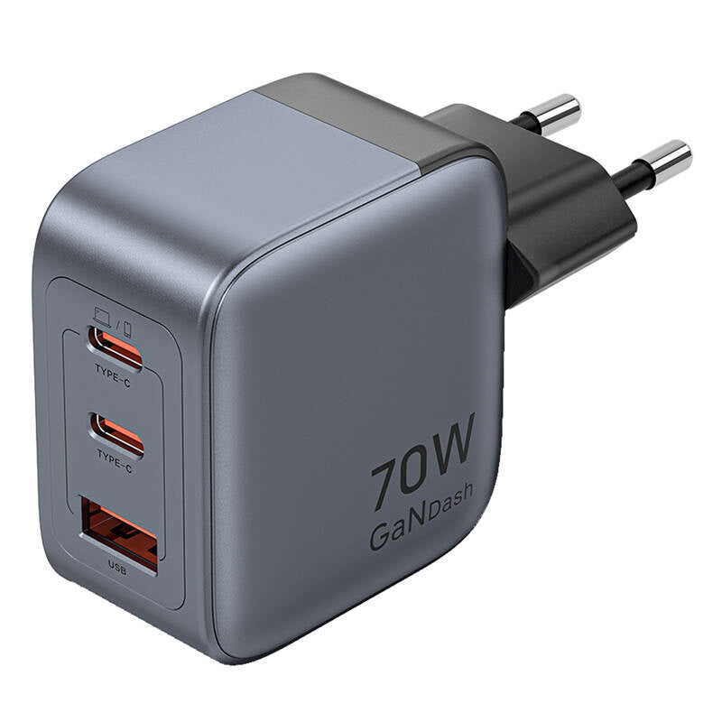 GaN Vention USB-C+C+A 70W Ladegerät (Grau)