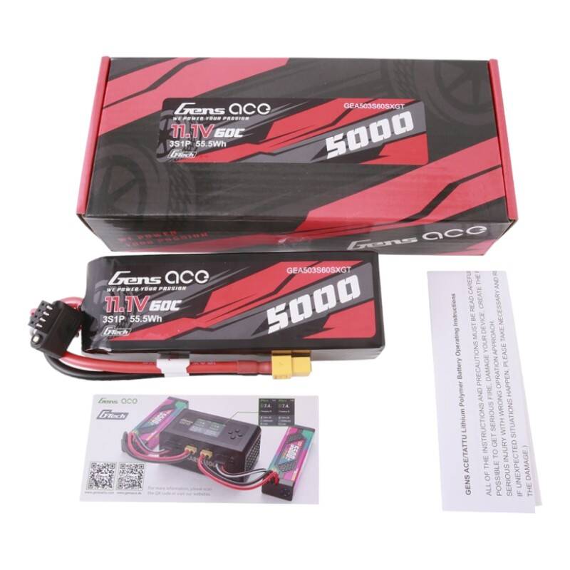 Gens ace G-Tech 5000mAh 11.1V 60C 3S1P Short-Size Lipo With XT60 Plug - Image 5