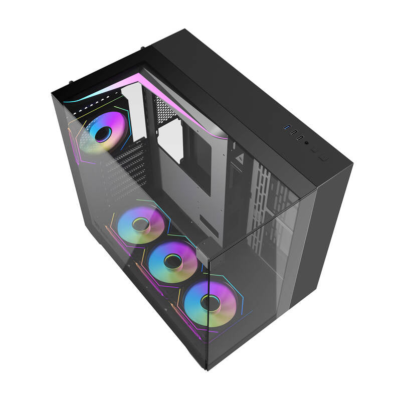 Darkflash TH285 Computergehäuse (schwarz) + 4 Lüfter