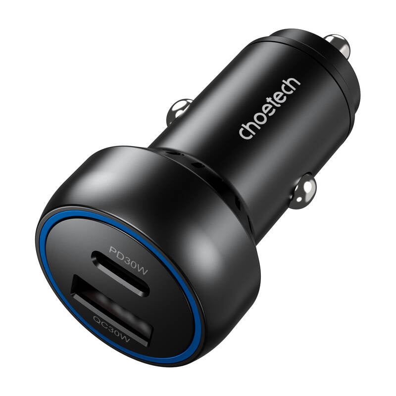 Choetech 60W 2xUSB-C+USB-A car charger (black) - Product Image 3