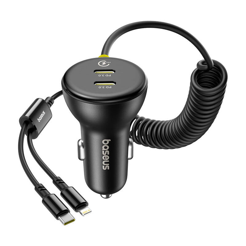60W Baseus USB-C car charger + Lightning cable (Black) - Product Image 1