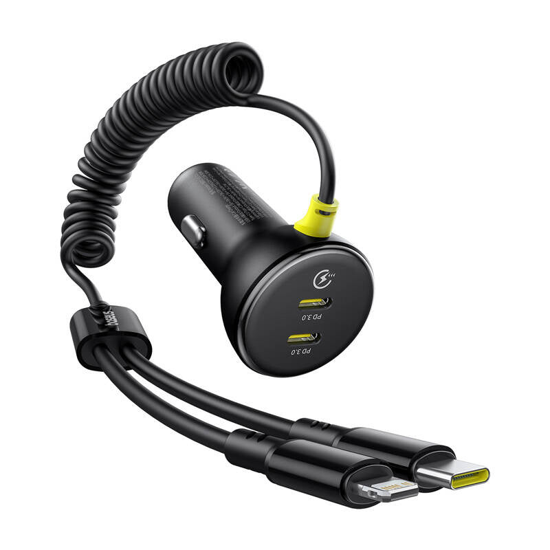 60W Baseus USB-C car charger + Lightning cable (Black) - Product Image 2