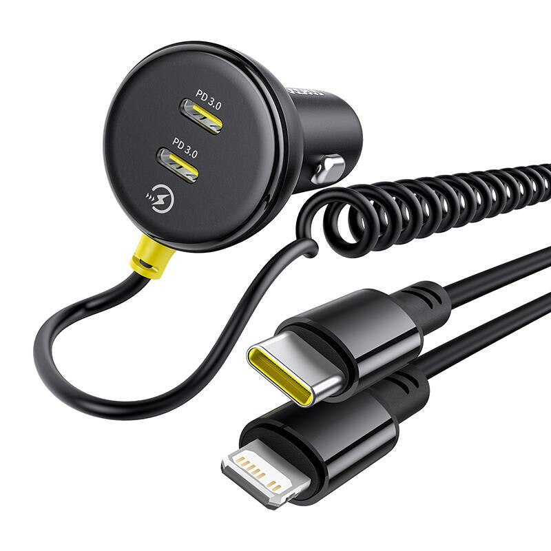 60W Baseus USB-C car charger + Lightning cable (Black) - Product Image 3