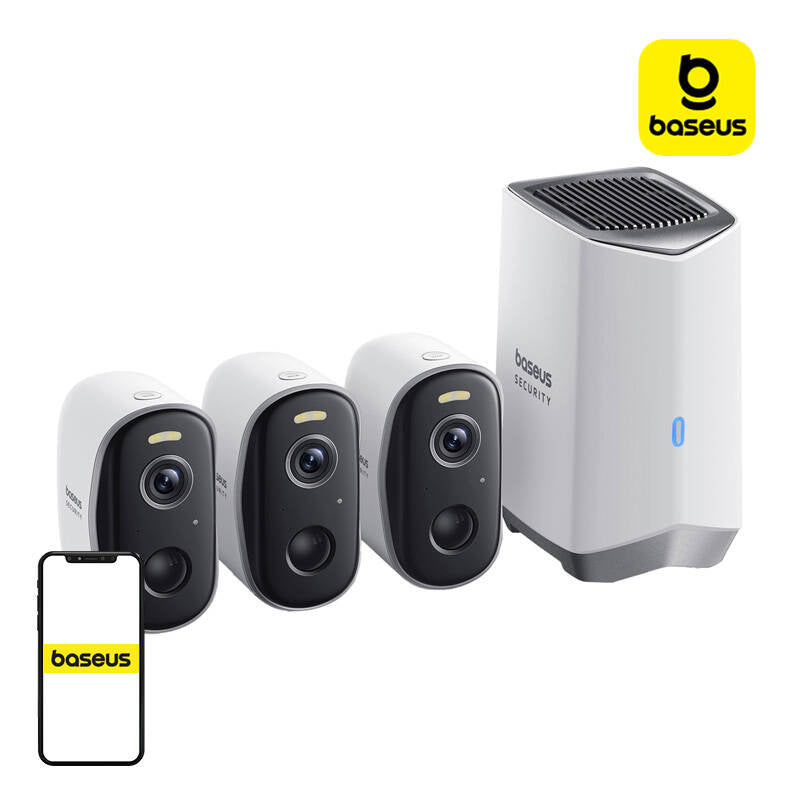 N1 Baseus 2K outdoor camera set of 3 (white) - Product Image 1