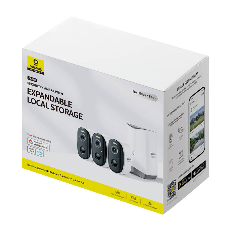 N1 Baseus 2K outdoor camera set of 3 (white) - Product Image 4