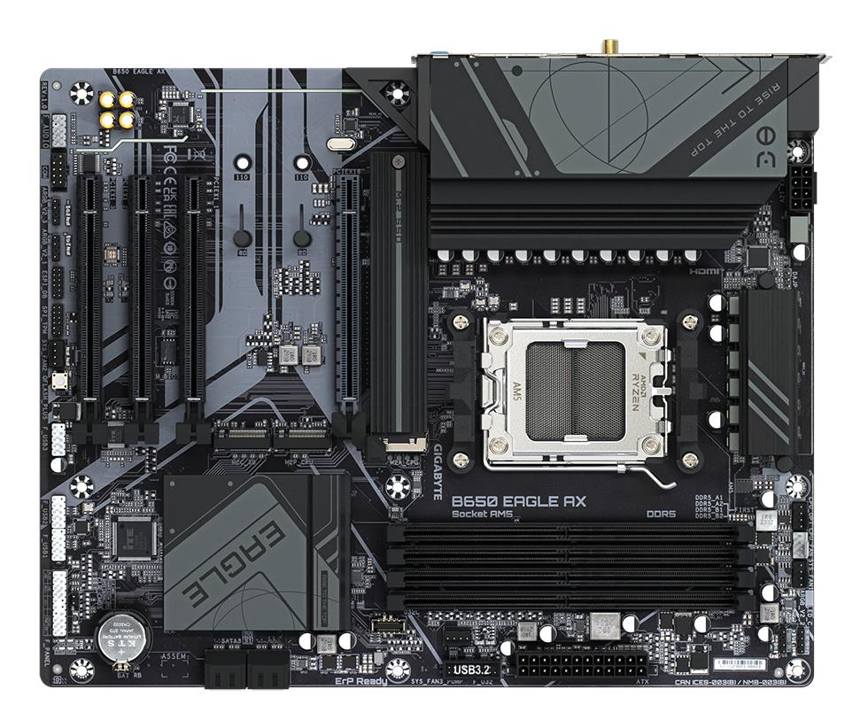 Mainboard GIGABYTE AMD B650 Socket AM5 ATX RAM DDR5-SDRAM 4xSlots Wi-Fi Yes Bluetooth Yes 3xNumber of M.2 (M) slots B650EAGLEAX1.2
